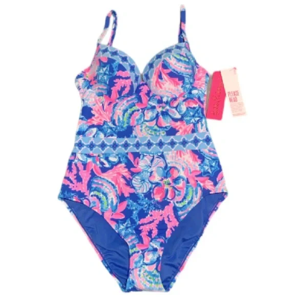 Lilly Pulitzer Palma One Piece in Blue Tang Sitting Seaside - Picture 2 of 12